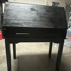 Antique Victorian Quartersawn Tiger Oak Wood Slant Drop Front Secretary Desk