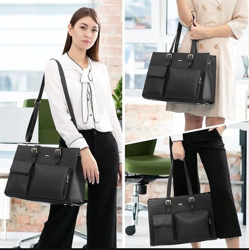 Laptop Bag for Women 15.6 Inch Waterproof Leather Computer Bag Women Work Tote Bag Large Office Handbags Briefcase