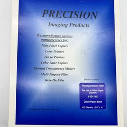 Precision Imaging Transparency Film For Copiers & Laser Printers - 100 Sheets 10-115