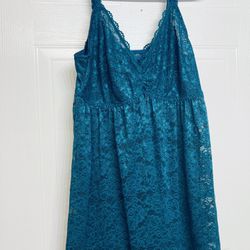 Torrid Babydoll Sheer Lace Nightgown Teddy Size 2 2X 18/20 Aqua