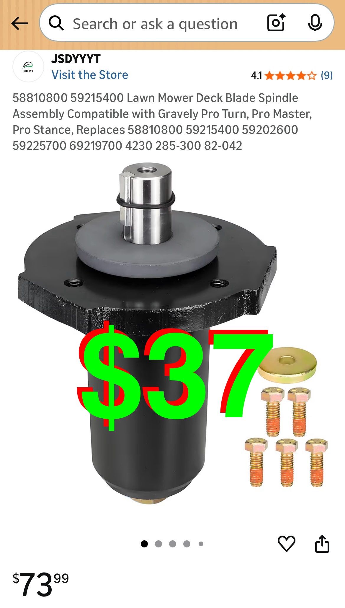 0 0 Lawn Mower Deck Blade Spindle Assembly Compatible with Gravely Pro Turn, Pro Master, Pro Stance, Replaces 0 0 0