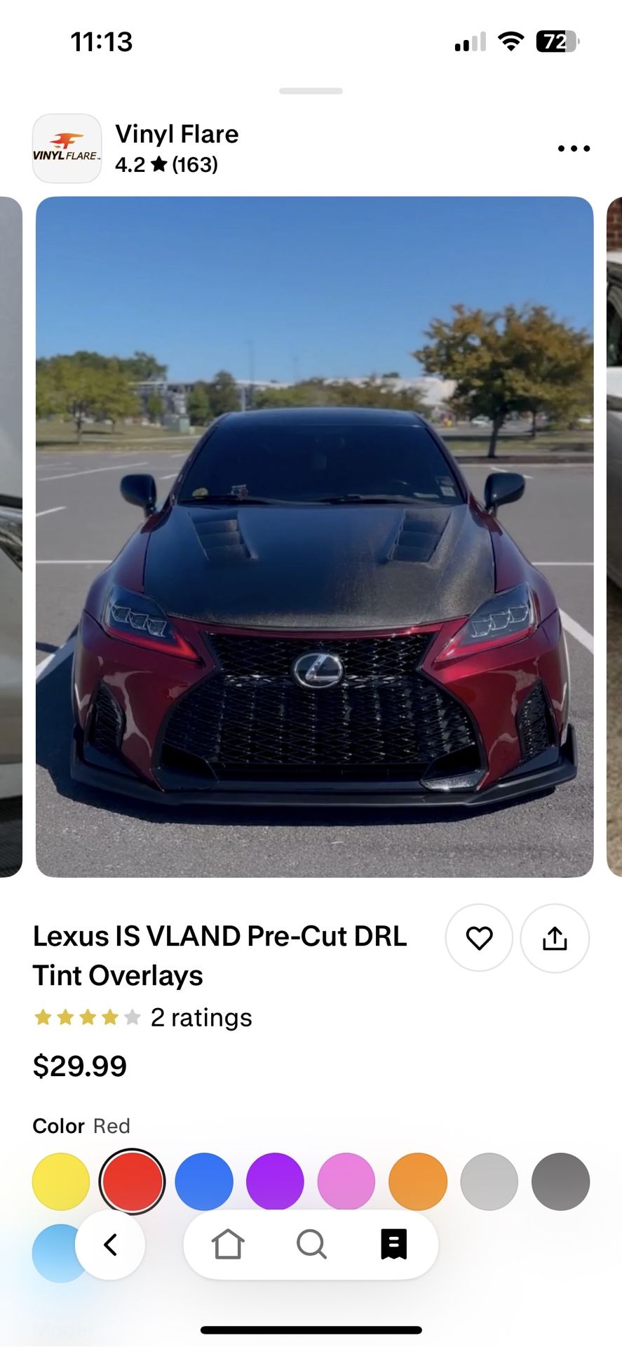 Vinly VLAND RED TINT / Reflective Calipers Lexus 06-08