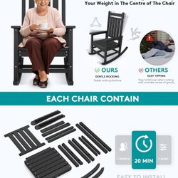  Rocking Chair Set of 2, HDPE Rocking Chairs for Adult, Black $ 160 