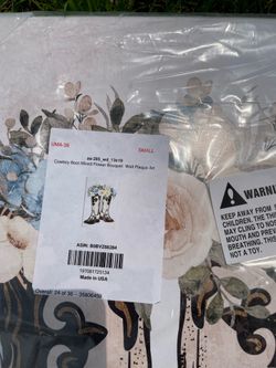 new Cowboy Boot Mixed Flower Bouquet Wall Plaque Art