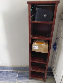 narrow vintage bookshelf