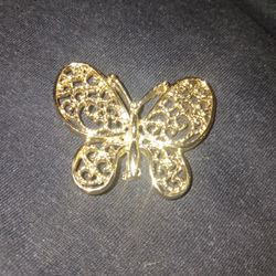 Vintage Butterfly Gold Tone Brooch