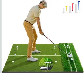 🔥new inbox🔥Premium Dual-Turf 5x4ft Golf Mat: 21MM to 50MM High-Elasticity Base Upgraded Golf Hitting Mat,