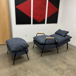 Accent Recliner Chair w/ Matching Ottoman In Dark Grey 4055