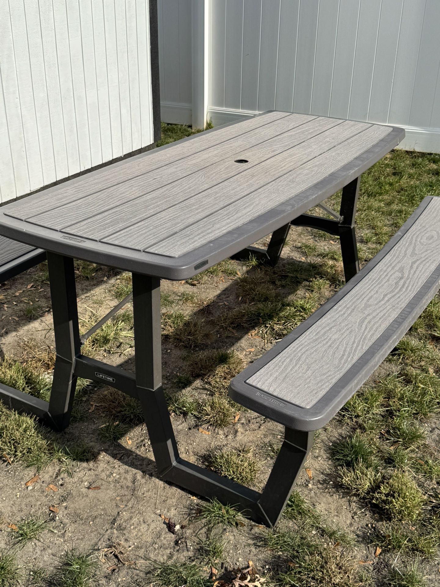 Lifetime Folding Patio Table With Built In Benches.