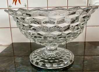 Clear Glass Pedestal Compote Bowl 12”W X 8”H