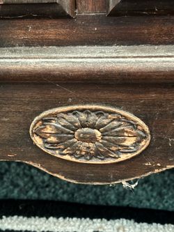 Antique Dark Wood Furniture with Carved Detail