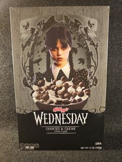 Kelloggs Limited Halloween Edition 12 oz Box Of Wednesday Cookies & Creme Cereal