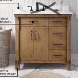 ONE OF THE BEST REVIEWS 36” Solid Wood No Top BATHROOM VANITY 