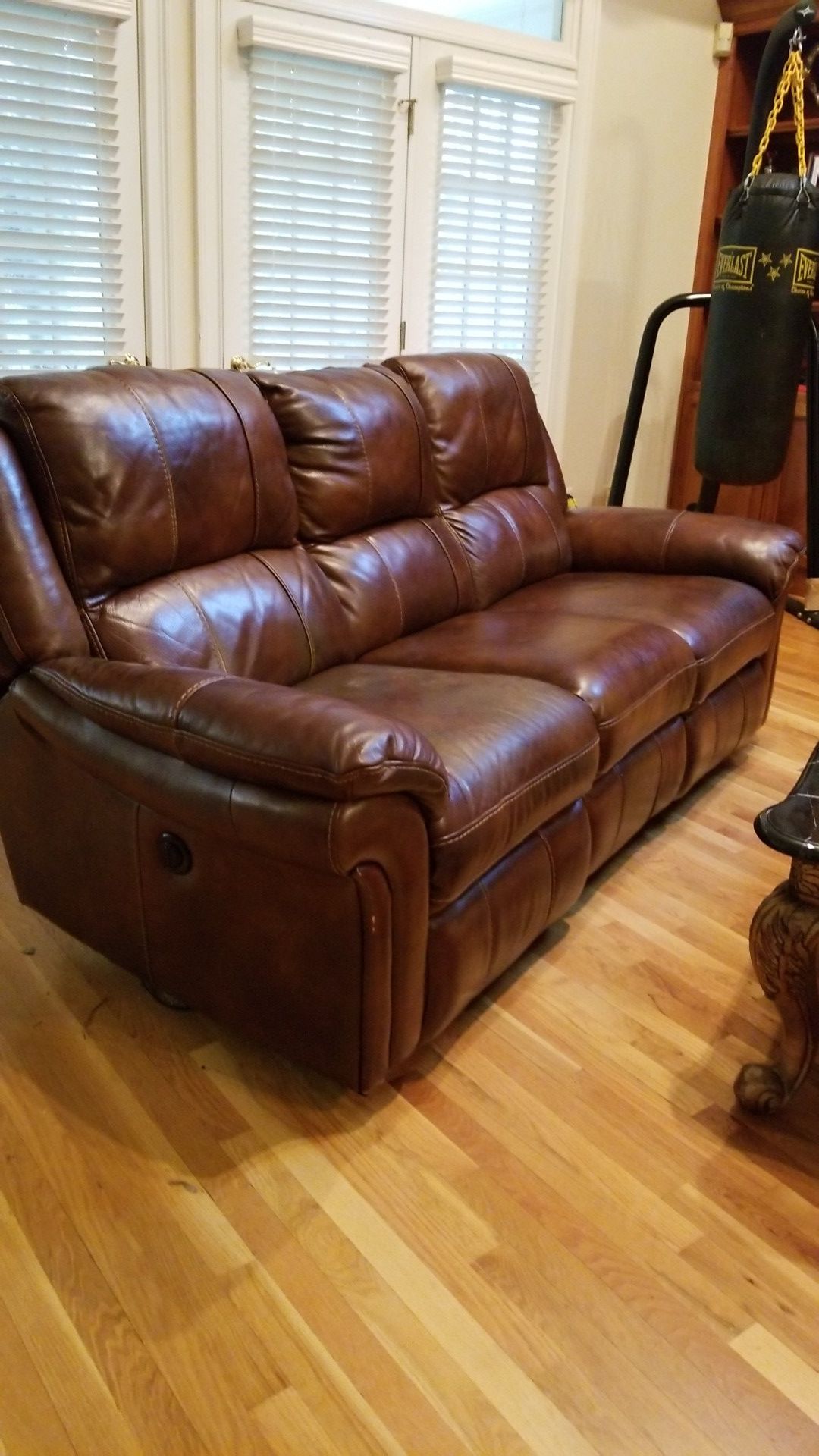 Italian Napa Leather double side power recliner sofa