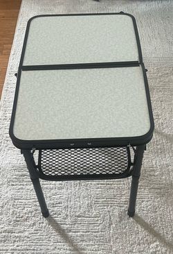 Koldan folding camping table for outdoor recreation, picnic and barbecue, aluminum, lightweight, tall, with 3-position height adjustment, maximum heig
