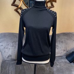 BLACK HIGH NECK BLOUSE SIZE S