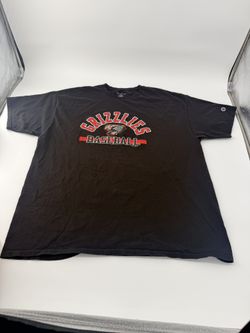 black t-shirt features the "Grizzlies Baseball" logo, which is associated with the Fresno Grizzlies, a Minor League Baseball team.