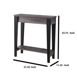 Coastal Cottage Console Table Wooden Entryway Table w/ Shelf - Black / Gray