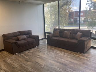 NEW 2 Pc. Fabric Sofa & Loveseat, Capuchino