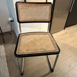 Cane And Mixed Metal Dining Chairs (2)