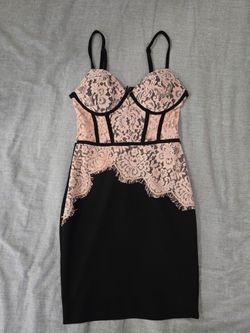 Pink Color Lace With Black Dress