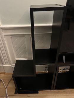 IKEA LAPPLAND TV Stand with Shelves (Black-Brown)