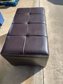 Dark Brown Leather Ottoman