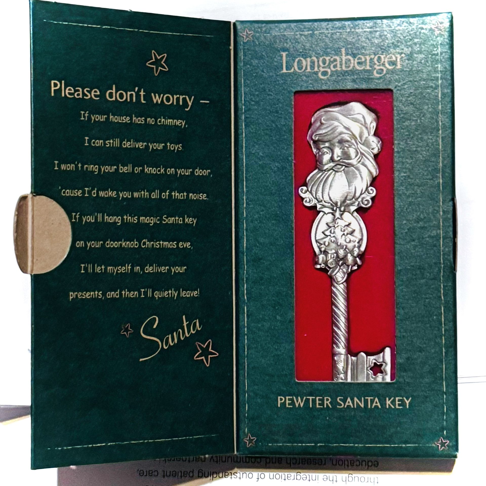 Vintage Longaberger Pewter Santa Key