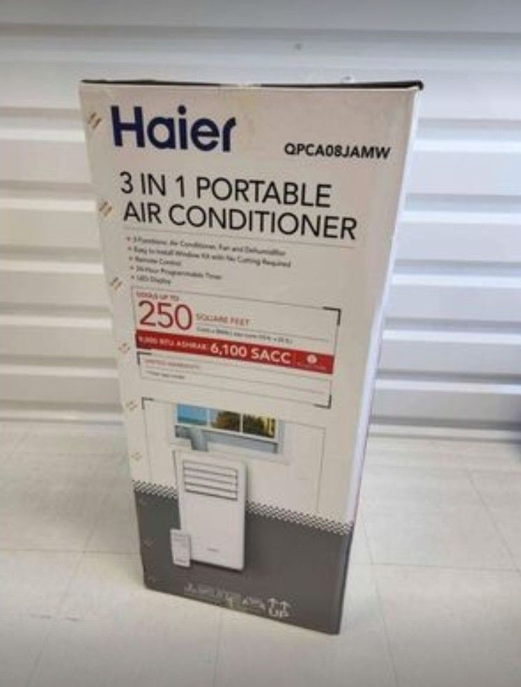 Haier 9000 BTU 3-in-1 Portable Air Conditioner with Remote White