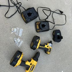 Dewalt Drills And Batteries And Charges 
