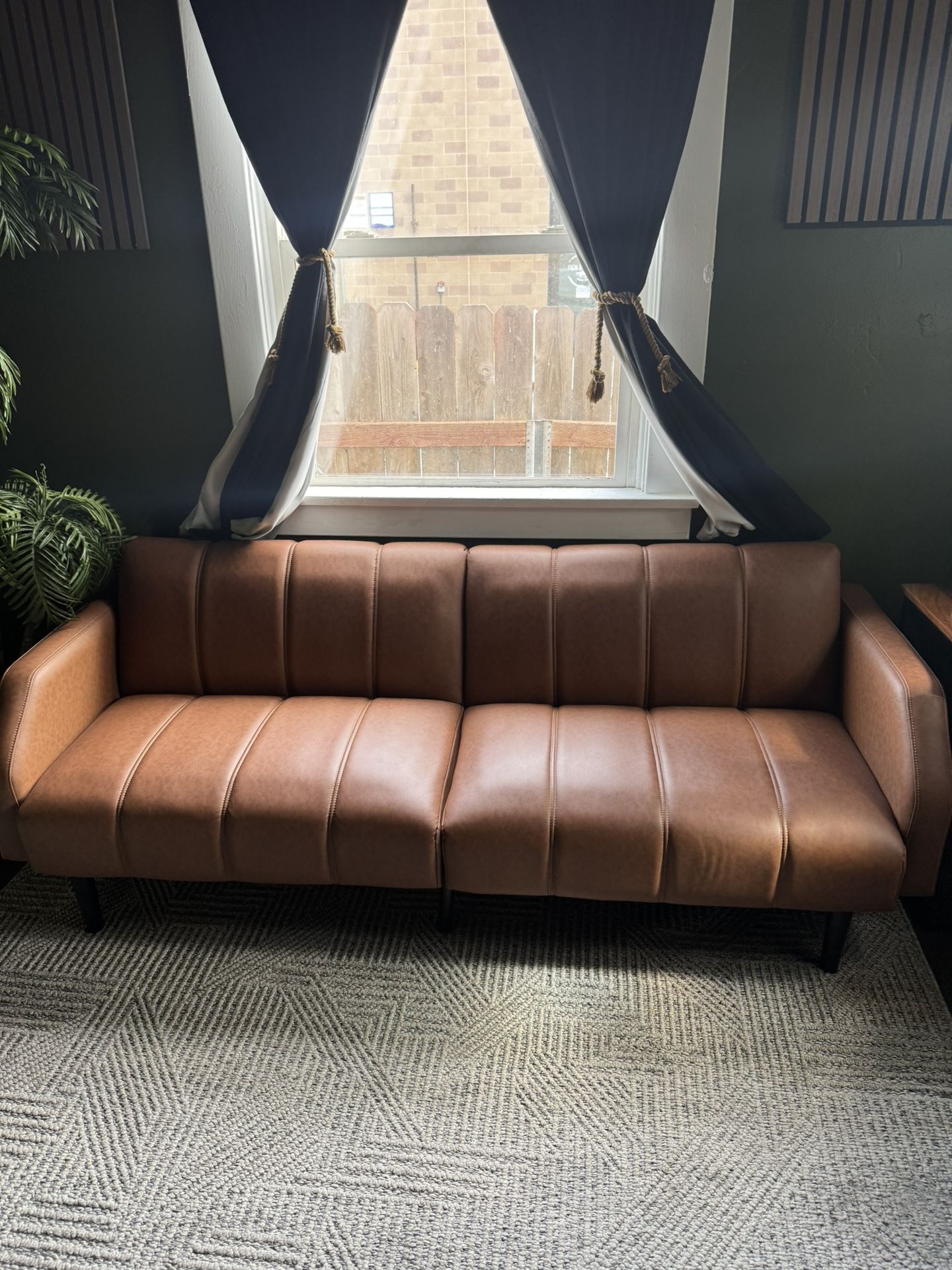Faux Leather Couch/ 3- Seater + Foldout Bed Capable