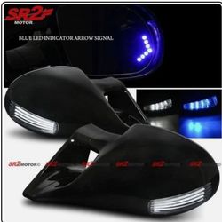 For 96-00 Honda Civic 2/3DR EK LED Arrow M-3 Power Adjustable black Side Mirrors