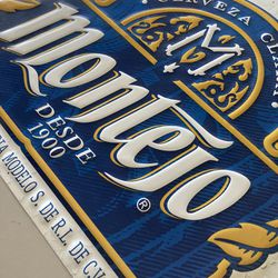 🔥 Large Montejo Cerveza Metal Beer Bar Tin Sign 