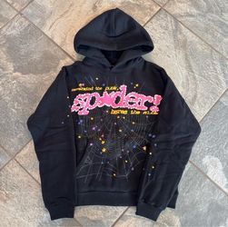 Sp5der Black Graphic Pullover Hoodie