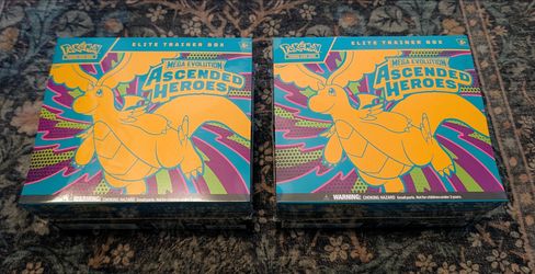 Two New, Unopened Pokemon Ascended Heroes Elite Trainer Boxes ETBS