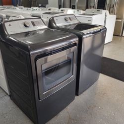 GE WASHER AND DRYER SET ENERGY STAR HE TURBO DEEP WATER FILL SENSOR DRY SEE THROUGH 