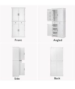 Newly assembled 71" Tall Kitchen Pantry Cabinet, 3 Pull Out Pantry Cabinet Organizers, Spacious Stor