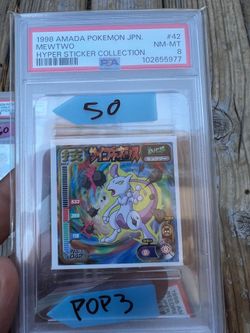1998 AMADA POKEMON HYPER STICKER MEWTWO PSA 8 POP 3