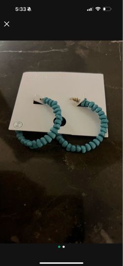 Turquoise Beaded Hoop Earrings