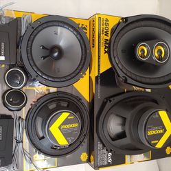 KICKER 1 PAIR 6.5" 300 WATTS COMPONENT SET WITH CROSSOVER & 1 PAIR 6×9 3 WAY 450 WATTS CAR SPEAKER ( BRAND NEW PRICE IS LOWEST INSTALL NOT AVAILABLE )