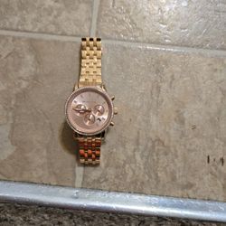 Michael Kors Rose Gold-Tone Stainless Steel Watch - Large Watch Face - Preloved