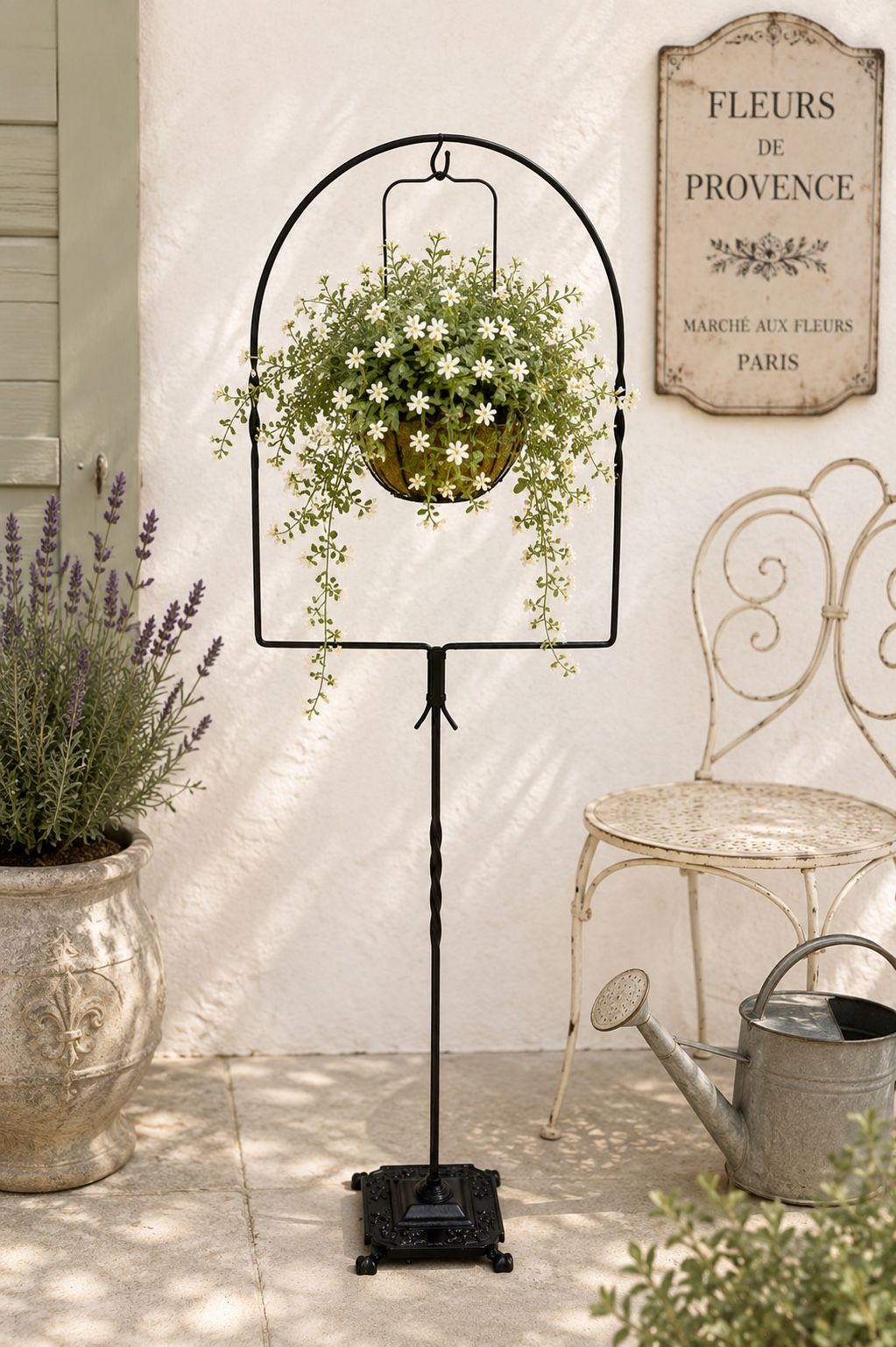 Vintage Plant Holder Lantern Bird Cage Floor Stand: Ornate Cast Iron Claw Foot Base Stand Only