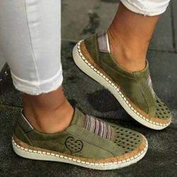 Women Casual Breathable Hollow Slip On Flat Loafers