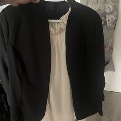 dressy shirt and black blazer 