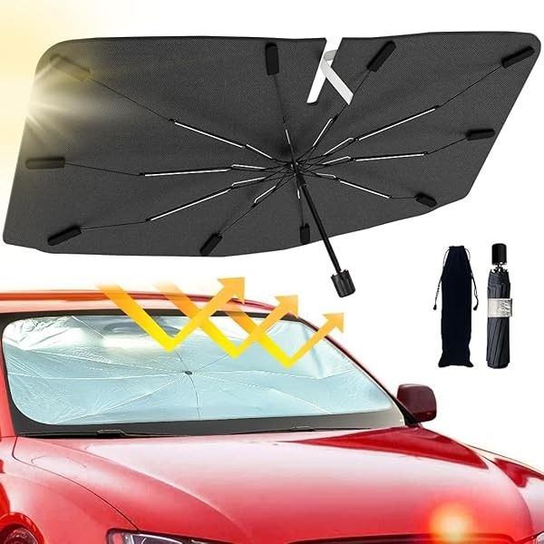 2025 Windshield Sun Shade Umbrella, Foldable Car Umbrella Sunshade with UV Block Car Front Window (Heat Insulation Protection) for Auto Windshield Cov