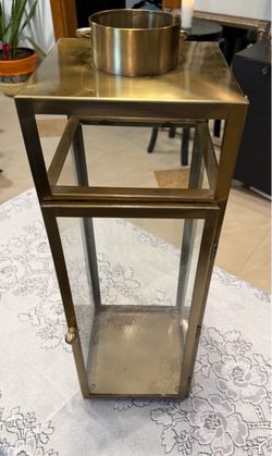 Tall Golden Glass & Steel Lantern