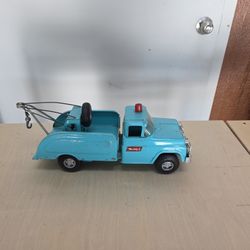 VTG 1950s Aqua Blue Bubby L "Fix a Flat" Wrecked Tow Truck