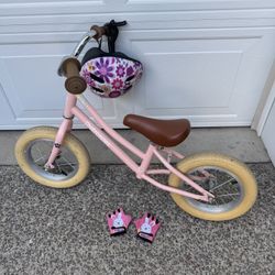 Balance Bike, Helmet And Gloves