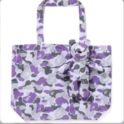 BAPE Camo Head Bear Eco Bag Packable Tote Keychain Purple