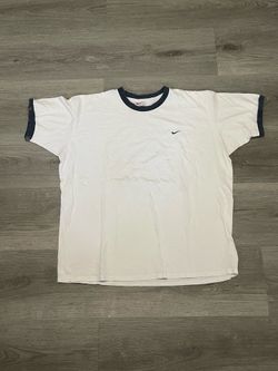 Vintage 1990s Nike Men’s White/Blue Baseball Shirt